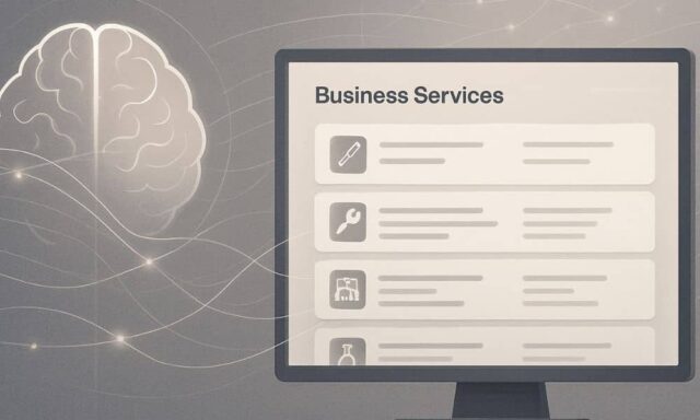 Illustration showing AI analyzing a list of business services to understand service focus
