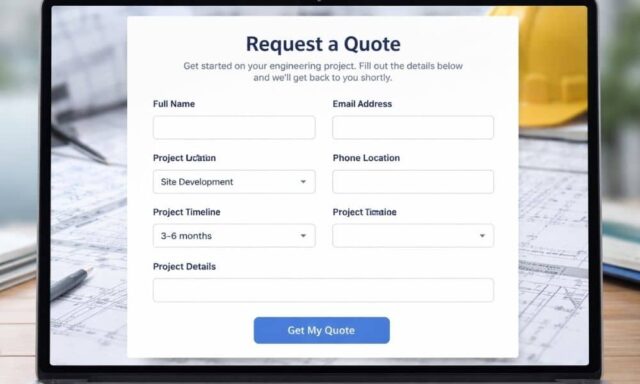 Example of an engineering company request-a-quote page designed to turn visitors into inquiries